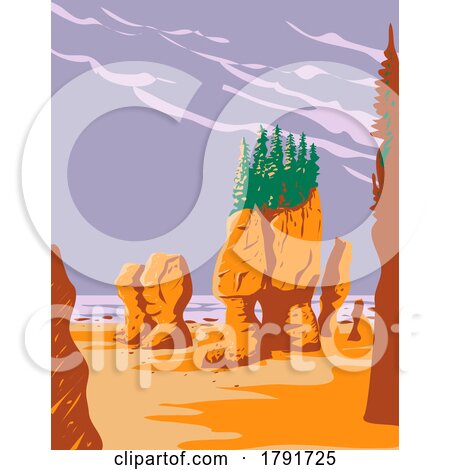 Hopewell Rocks in Fundy National Park in New Brunswick Canada WPA Poster Art by patrimonio