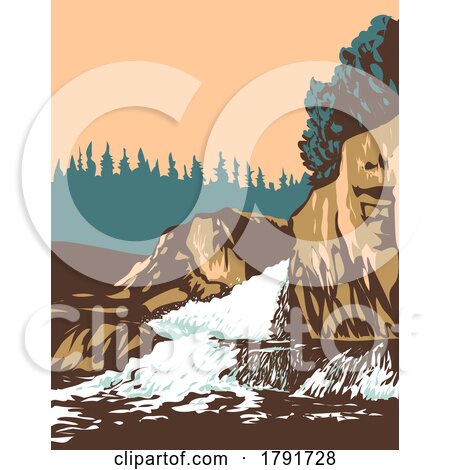 Cascade River Falls in Pukaskwa National Park Northern Ontario Canada WPA Poster Art by patrimonio