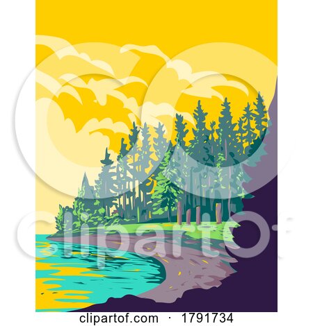 Gwaii Haanas National Park Reserve in Haida Gwaii British Columbia Canada WPA Poster Art by patrimonio