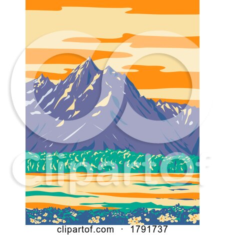 Grand Teton National Park in Spring Wyoming WPA Poster Art by patrimonio