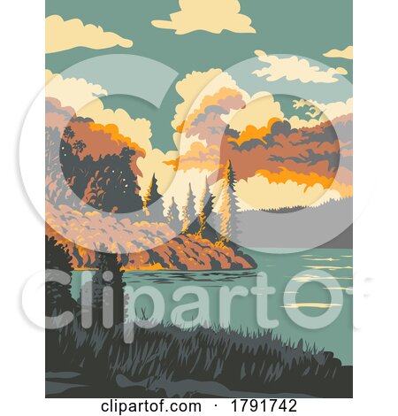 Deep Lake in Riding Mountain National Park Manitoba Canada WPA Poster Art by patrimonio