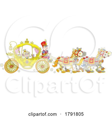 Cartoon Princess Riding in a Carriage by Alex Bannykh