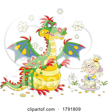 Cartoon Princess and Dragon by Alex Bannykh