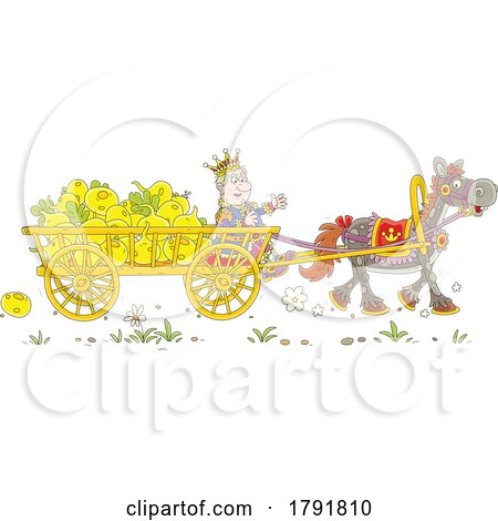 Cartoon King in a Wagon with Turnips by Alex Bannykh