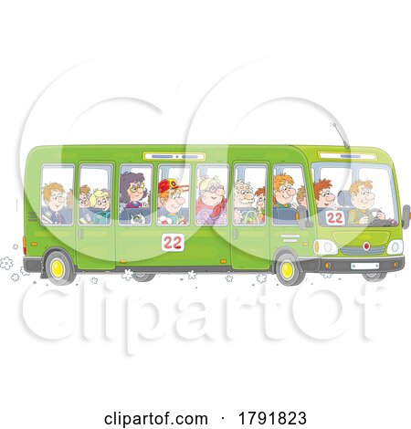 Cartoon People on a Public Bus by Alex Bannykh