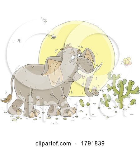 Cartoon Elephant in a Desert by Alex Bannykh
