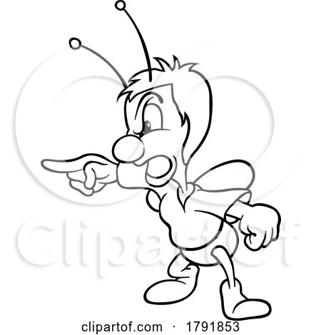 Cartoon Beetle Pointing Black and White by dero