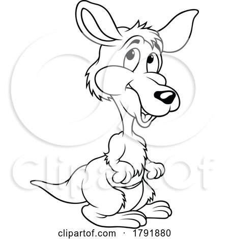 Cartoon Kangaroo Black and White by dero