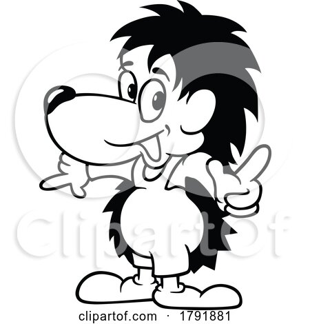 Cartoon Hedgehog Black and White by dero