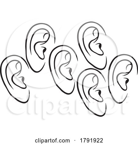 ears black and white clipart