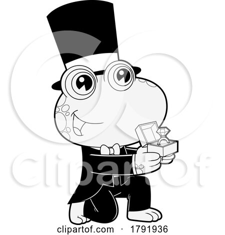 Cartoon Black and White Frog Proposing by Hit Toon
