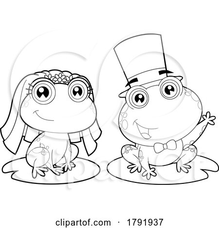 Cartoon Black and White Frog Bride and Groom by Hit Toon