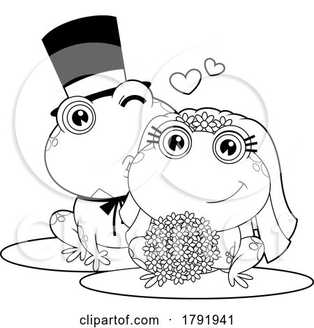 Cartoon Black and White Frog Wedding Couple by Hit Toon
