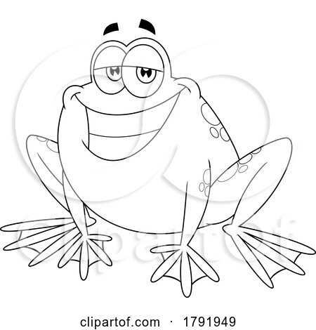 Cartoon Black and White Frog Grinning by Hit Toon