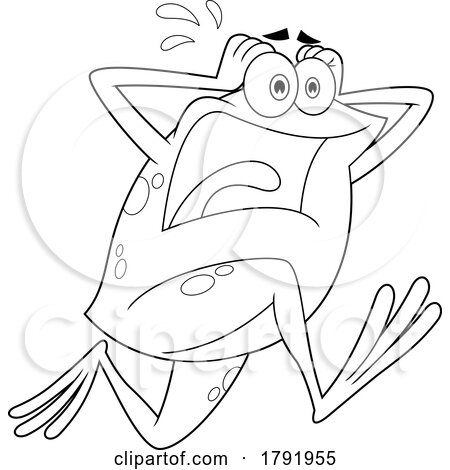 Cartoon Black and White Frog Screaming and Running by Hit Toon