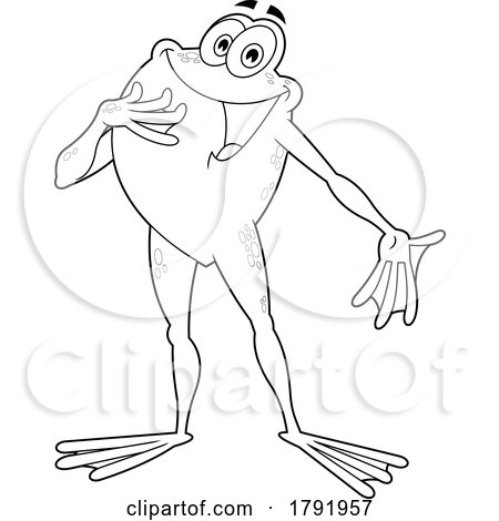Cartoon Black and White Frog Gesturing by Hit Toon