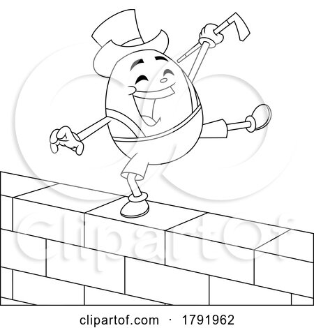 Cartoon Black and White Humpty Dumpty Dancing on a Wall by Hit Toon