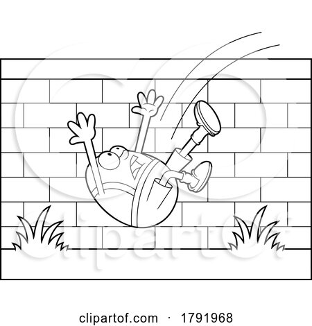 Cartoon Black and White Humpty Dumpty Falling off a Wall by Hit Toon