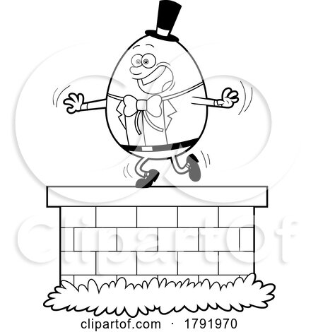 Cartoon Black and White Humpty Dumpty on a Wall by Hit Toon