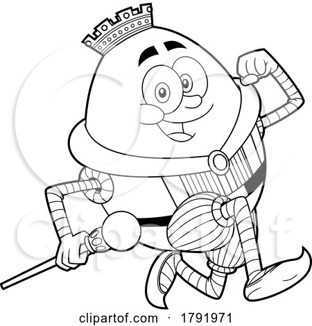 Cartoon Black and White Humpty Dumpty Egg King Running by Hit Toon