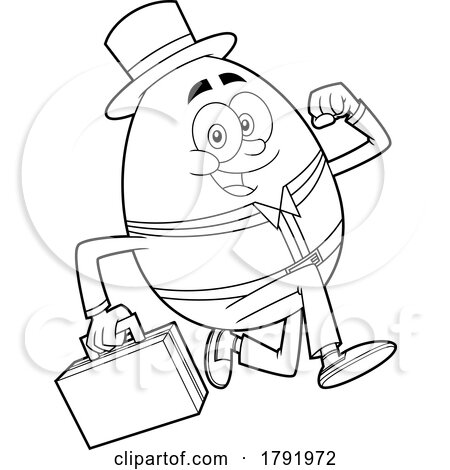 Cartoon Black and White Humpty Dumpty Egg Business Man Running by Hit Toon