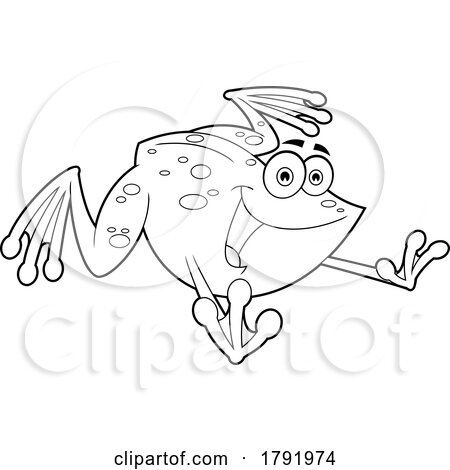 Cartoon Black and White Frog Leaping by Hit Toon