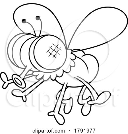 Cartoon Black and White Fly by Hit Toon