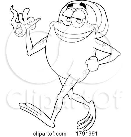 Cartoon Black and White Rasta Frog Smoking a Joint by Hit Toon