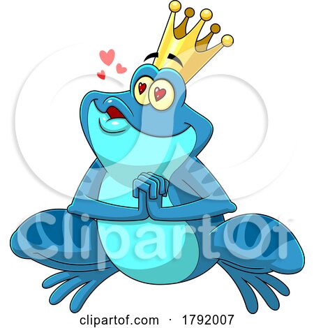 Cartoon Blue Frog Prince or King Wanting a Kiss by Hit Toon