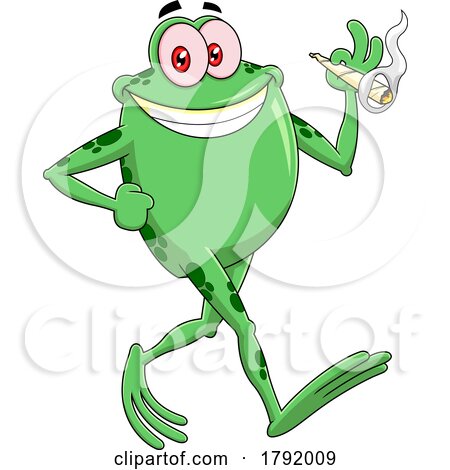 Cartoon Frog Smoking a Joint by Hit Toon