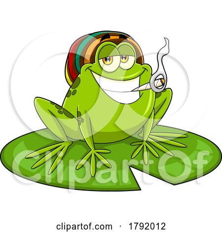 Cartoon Rasta Frog Smoking a Joint by Hit Toon