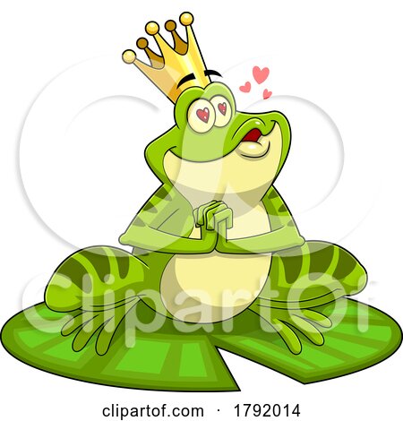 Cartoon Frog Prince or King Wanting a Kiss by Hit Toon