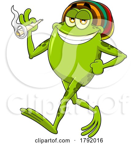 Cartoon Rasta Frog Smoking a Joint by Hit Toon