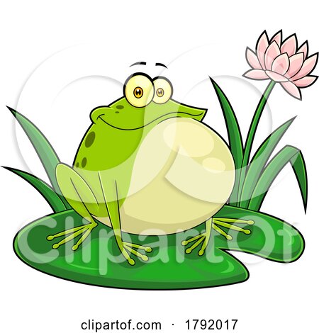 Cartoon Frog on a Lily Pad by Hit Toon