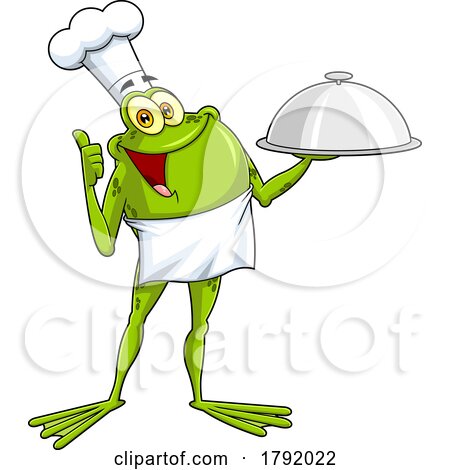 Cartoon Frog Chef Holding a Platter by Hit Toon
