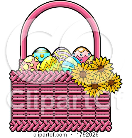 Easter Basket with Eggs and Sunflowers by Hit Toon
