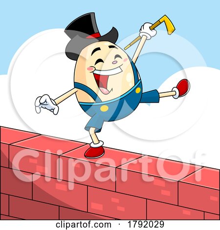 Cartoon Humpty Dumpty Dancing on a Wall by Hit Toon