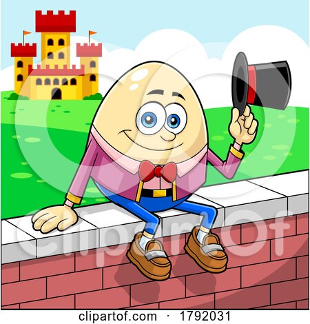 Cartoon Humpty Dumpty Sitting on a Wall by Hit Toon