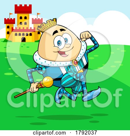 Cartoon Humpty Dumpty Egg King Running by Hit Toon