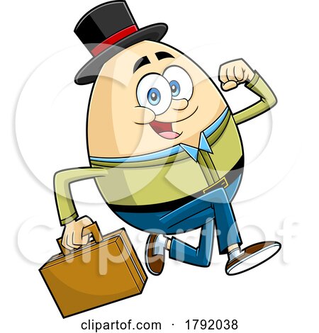 Cartoon Humpty Dumpty Egg Business Man Running by Hit Toon
