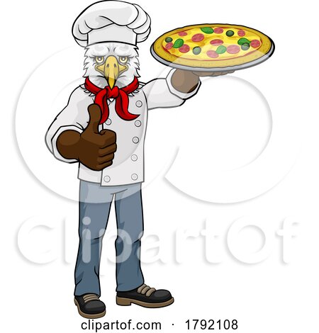 Eagle Pizza Chef Cartoon Restaurant Mascot by AtStockIllustration