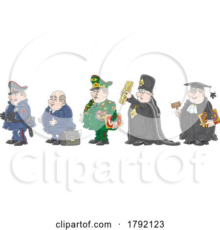 Cartoon Representatives of Government Church and Business by Alex Bannykh