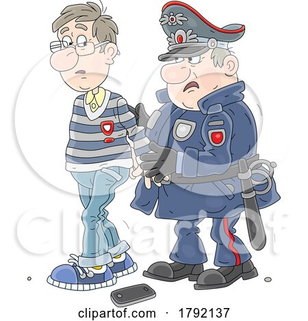 Cartoon Officer Cuffing a Man Under Arrest by Alex Bannykh