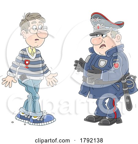 Cartoon Officer Talking to a Man by Alex Bannykh