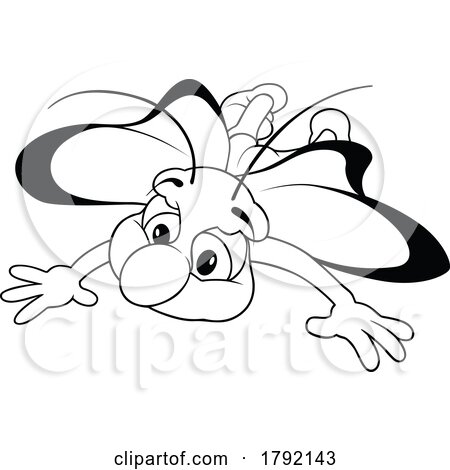 Cartoon Black and White Flying Butterfly by dero