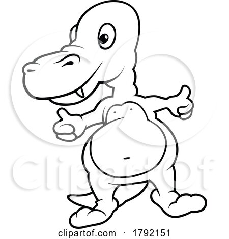 Cartoon Black and White Thumbs up Dinosaur by dero