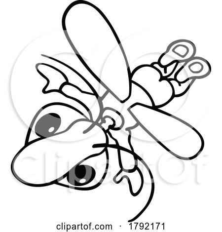 Cartoon Black and White Flying Beetle by dero
