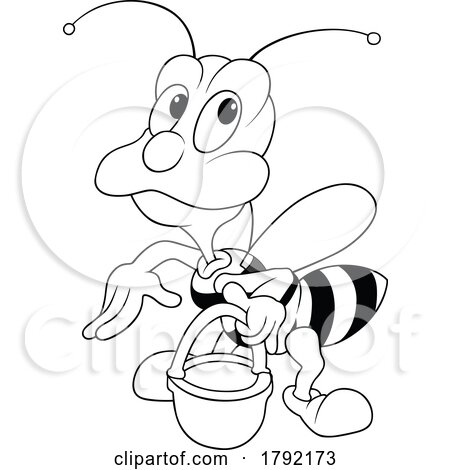 Cartoon Black and White Beetle with a Basket by dero