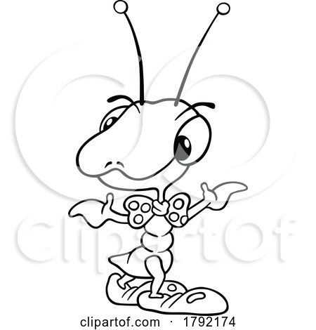 Cartoon Black and White Ant with Open Arms by dero