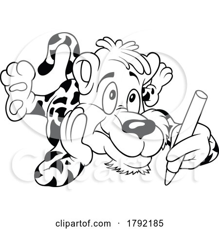 Cartoon Black and White Leopard Drawing by dero